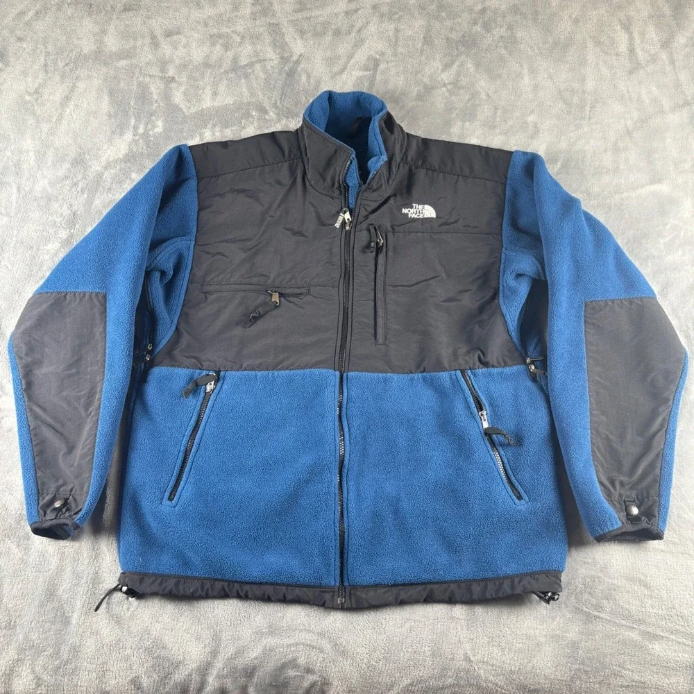 The North Face Blue Black Full Zip Fleece Jacket Men's Polartec Outdoor‎ Size L